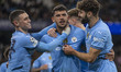 Matheus Nunes #27 of Manchester City F.C. celebrates his goal during the UEFA Champions Le...