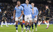 Matheus Nunes #27 of Manchester City F.C. celebrates his goal during the UEFA Champions Le...