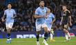 Matheus Nunes #27 of Manchester City F.C. celebrates his goal during the UEFA Champions Le...