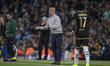 Manchester City F.C. manager Pep Guardiola gesticulates during the UEFA Champions League L...