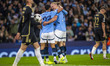 Erling Haaland #9 of Manchester City F.C. celebrates his goal during the UEFA Champions Le...