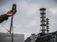 Radiactive measurement in front of the nuclear reactor number 4 in Chernobyl, on June 12, 2013. The Chernobyl disaster was a catastrophic nu...