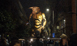 Asterion the Minotaur wanders the streets of Toulouse at night. French street show creator...