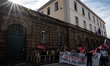 A demonstration takes place in Naples, Italy, outside the Poggioreale prison, where unempl...