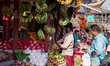 Street vendors sell Tihar festival items during the Tihar Festival in Lalitpur, Nepal, on...