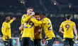 Joao Gomes of Wolves celebrates his goal with teammates during the Premier League match be...