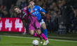 Ryan Rydel #23 of Stockport County F.C. tackles the opponent during the FA Cup First Round...