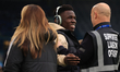 Willy Gnonto (Leeds United) rubs the head of a supporter liaison officer before the Sky Be...