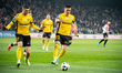 Marcin Wasielewski and Sebastian Bergier participate in the game between KS Cracovia and G...