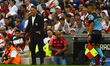 Marcelo Gallardo, coach of River Plate, gives instructions to his team players during a Li...