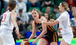 Becky Massey and  Anna Makurat in action during the FIBA 2025 European Women's Basketball...