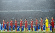 Indonesia players pose for photos before the FIFA World Cup Asian 3rd Qualifier Group C ma...