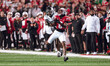 Wisconsin Badgers wide receiver Vinny Anthony II #8 catches a long pass against the Oregon...