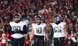 Oregon defensive lineman Jamaree Caldwell #90, Oregon outside linebacker Matayo Uiagalelei...