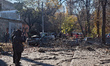 People are in the street after a Russian missile attack in central Odesa, southern Ukraine...
