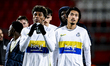 Union SG forward Kevin Rodriquez and Union SG defender Koki Machida participate in the mat...