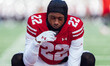 Wisconsin Badgers wide receiver Kyan Berry-Johnson #22 gets ready before the Wisconsin Bad...