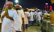 A group of traditional Arabic fishermen performs during the 14th Katara Traditional Dhow F...