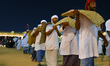 A group of traditional Arabic fishermen performs during the 14th Katara Traditional Dhow F...