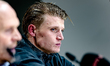 FC Twente midfielder Sem Steijn speaks during the press conference after the match between...
