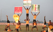 Indian army soldiers perform a stunt during the full dress rehearsal ahead of ''Vijay Diwa...