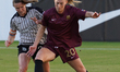 Allie Thornton #20 of Dallas Trinity FC and Kelsey Hill #24 of Brooklyn FC battle for the...