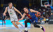 Tomas Satoransky of FC Barcelona sets up a play during the EuroLeague basketball game agai...