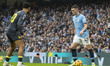 Phil Foden #47 of Manchester City F.C. is in possession of the ball during the Premier Lea...