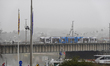 A tram crosses a bridge over the Danube in Linz, Upper Austria, Austria, on December 26, 2...