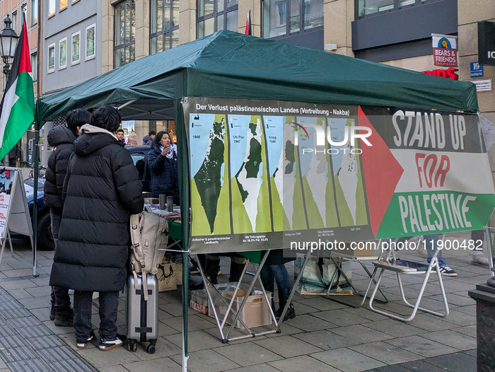Pro-Palestine Protest Information Booth In Munich