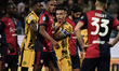 Yerry Mina (#26 Cagliari Calcio) and Lautaro Martinez (Inter FC) play during the Serie A T...