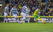 Borja Sainz of Norwich City takes a shot on goal during the Sky Bet Championship match bet...
