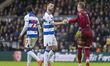 Morgan Fox of Queens Park Rangers reacts with Paul Nardi of Queens Park Rangers during the...