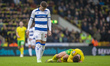 Harrison Ashby of Queens Park Rangers checks on Ante Crnac of Norwich City during the Sky...
