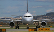 An Airbus A319-111 from Brussels Airlines is on the runway after landing at Barcelona El P...