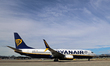 A Boeing 737-8AS from Ryanair is on the runway ready to take off from Barcelona airport in...