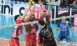 Alessandro Bovolenta of the Gas Sales Bluenergy Piacenza team blocks during the match betw...