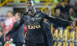 Noumory Keita of Rana Verona celebrates after scoring a point during the match between Ran...