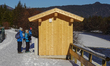 Locals and tourists take a winter walk in Krun, Garmisch-Partenkirchen, Upper Bavaria, Bav...
