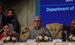 Omar Abdullah (center), Chief Minister of India's Jammu and Kashmir region, speaks during...