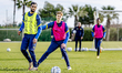 RKC midfielder Yassin Oukili and RKC midfielder Tim van der Loo participate in the trainin...