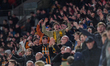 Hull City fans celebrate a 3-3 draw with Leeds United during the Sky Bet Championship matc...