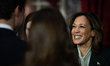 Vice President Kamala Harris greets family of Senator Sehldon Whitehouse (D-RI) after admi...