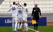 In Ta' Qali, Malta, on January 4, 2025, Zabbar St. Patrick soccer players celebrate after...
