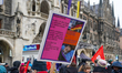 In Munich, Germany, on December 11, 2025, 13 organizations call for a rally for a just pea...