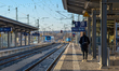 At the train station in Donauwoerth, Donau-Ries, Swabia, Bavaria, Germany, on December 12,...