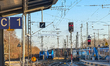At the train station in Donauwoerth, Donau-Ries, Swabia, Bavaria, Germany, on December 12,...