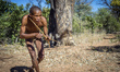 The San people’s traditional hunting with bows and spears. A hunter has to sneak up on the...