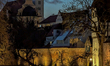 People take an evening walk in the old town of Donauwoerth in Donauwoerth, Donau-Ries, Swa...