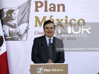 Minister of Economy Marcelo Ebrard speaks during the presentation of 'Plan Mexico' with the objective of reducing Asian imports to benefit n... by Eyepix/NurPhoto
